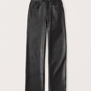 Abercrombie & Fitch Black Faux Leather Straight-Leg Pants